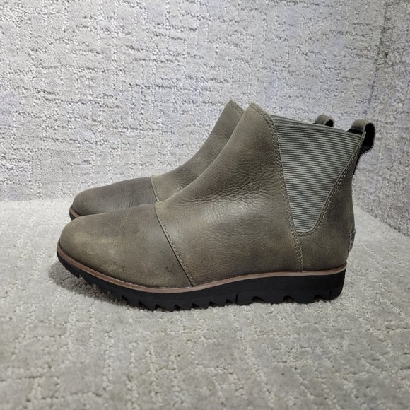 Sorel Shoes - Sorel Harlow Women's Size US 5.5 Gray Leather Chelsea Pull On Ankle Boots NEW